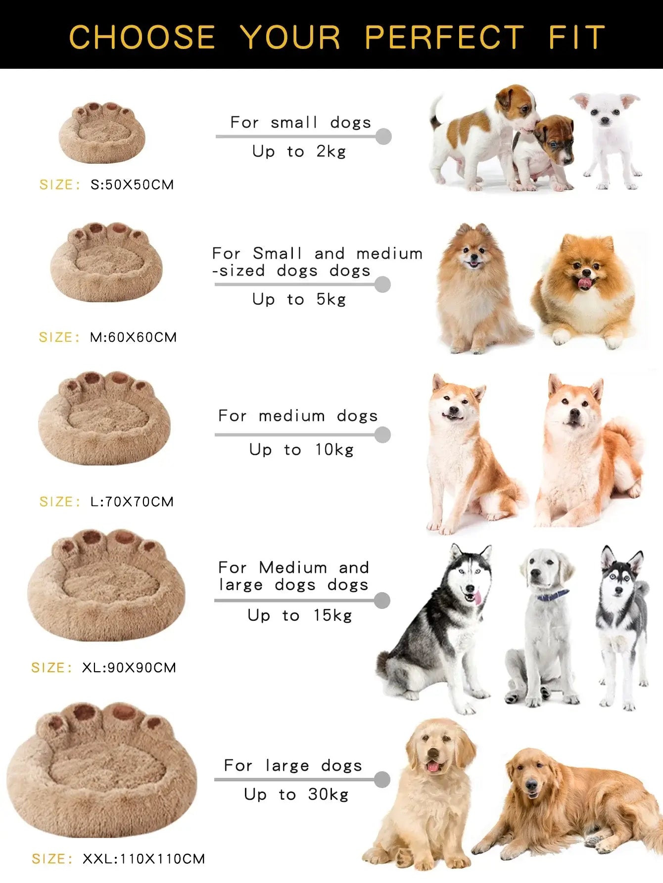 Fluffy Dog Bed, Plush Sofa Basket, Large & Small Pet Cushion