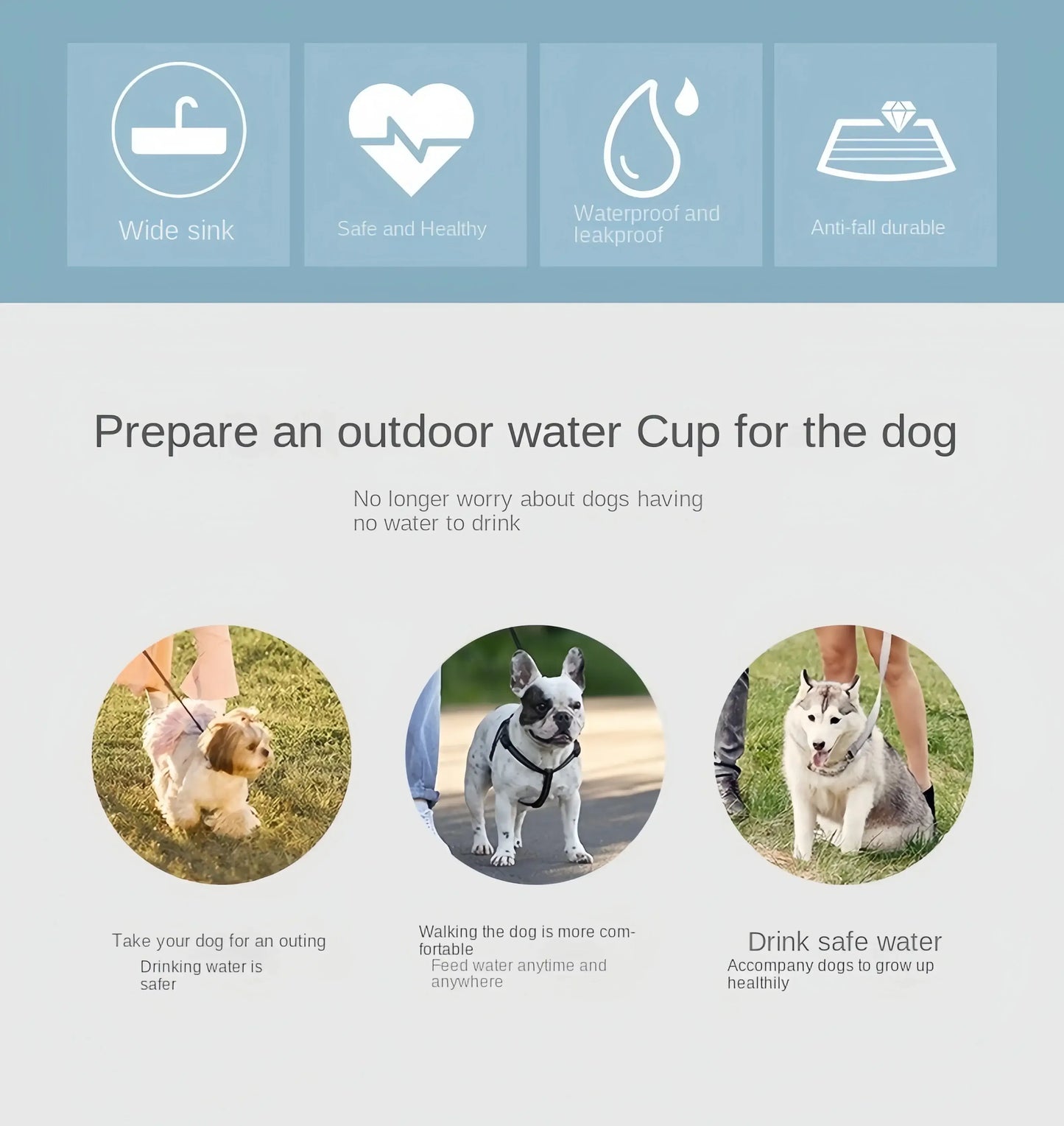 Portable Dog & Cat Water Bottle with Food Storage, Outdoor Travel Feeder Bowl