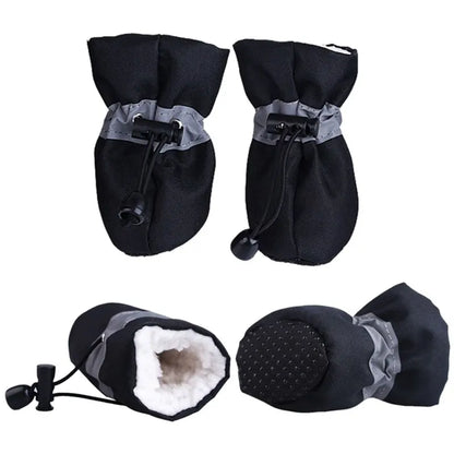 4pcs Waterproof Winter Pet Shoes Anti-slip Boots for Small Dogs/Cats