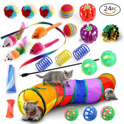 DualPet 20-Piece Cat Toy Set, Includes Mouse, Bell, Ball, and Cat Stick