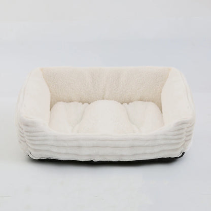 Plush Square Dog & Cat Bed, Calming Pet Sofa Cushion