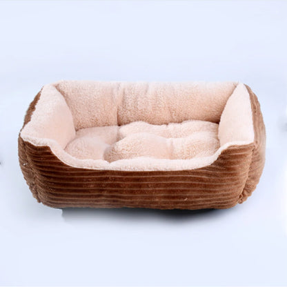 Plush Square Dog & Cat Bed, Calming Pet Sofa Cushion