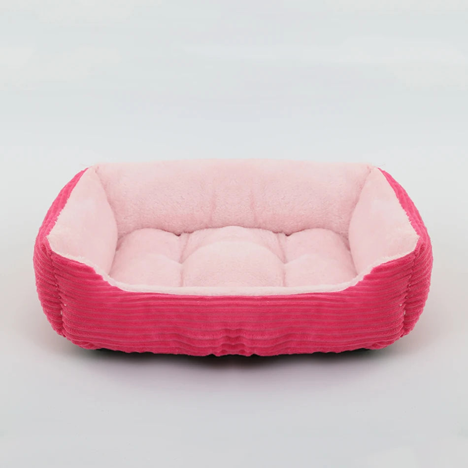 Plush Square Dog & Cat Bed, Calming Pet Sofa Cushion