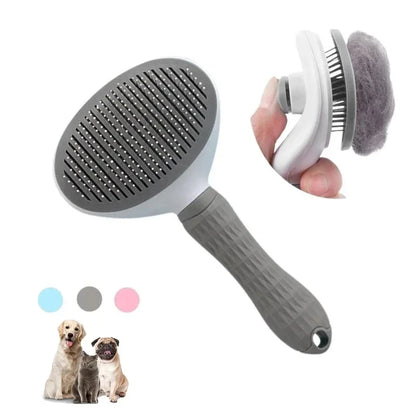 Pet Hair Brush & Dog Comb, Stainless Steel Grooming Tool for Cats & Dogs