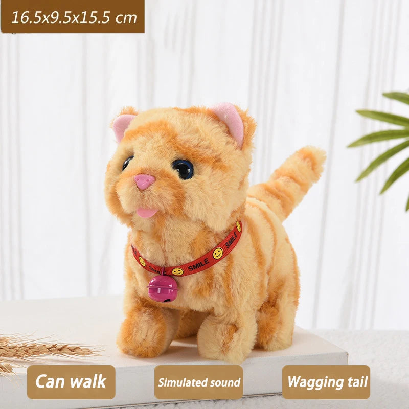 Electric Walking Kitty Plush Toy, Meowing & Nodding Cat for Kids