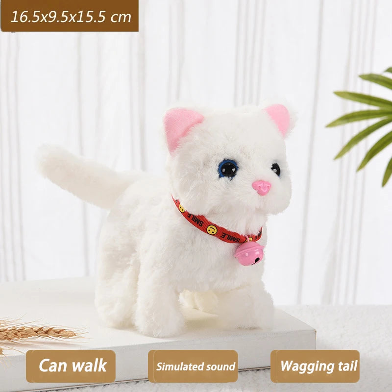 Electric Walking Kitty Plush Toy, Meowing & Nodding Cat for Kids