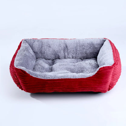 Plush Square Dog & Cat Bed, Calming Pet Sofa Cushion