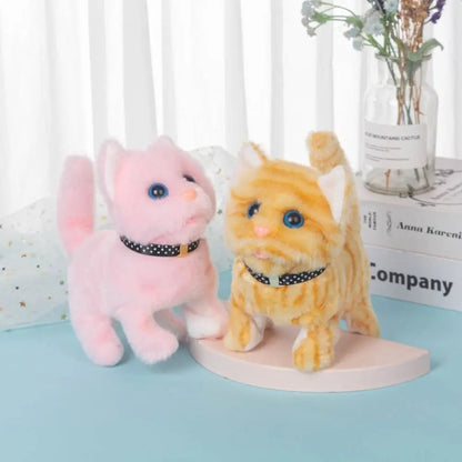 Electric Walking Kitty Plush Toy, Meowing & Nodding Cat for Kids