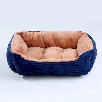 Plush Square Dog & Cat Bed, Calming Pet Sofa Cushion