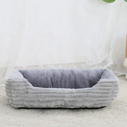 Plush Square Dog & Cat Bed, Calming Pet Sofa Cushion