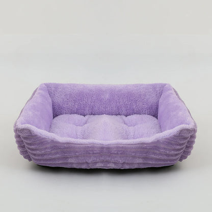 Plush Square Dog & Cat Bed, Calming Pet Sofa Cushion